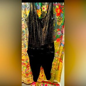Black Sequins and Silky Jumpsuit